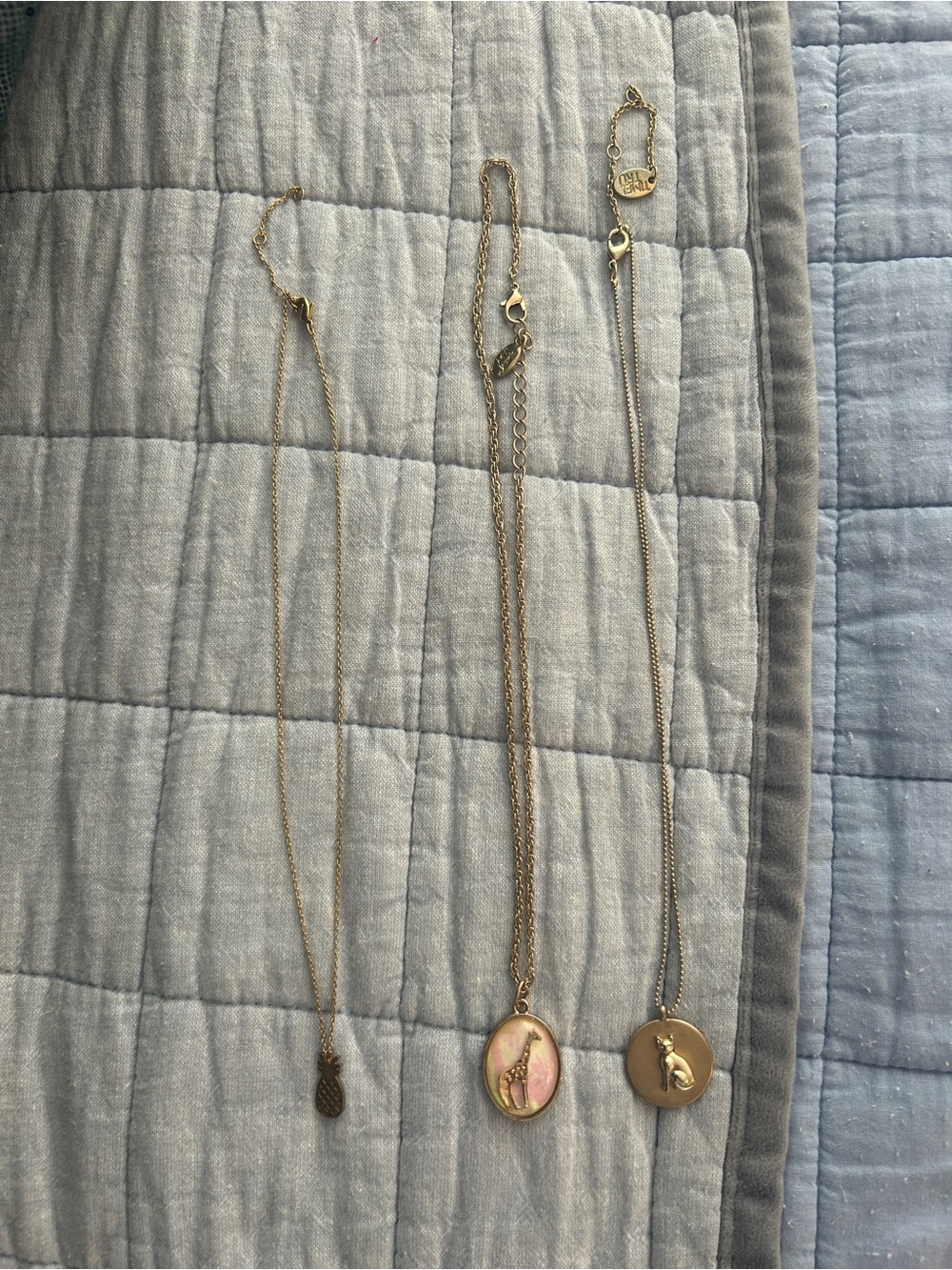 Lot of 3 Gold Tone Women's Pendant Necklaces